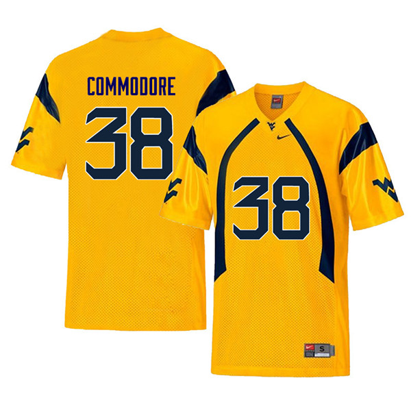 NCAA Men's Shane Commodore West Virginia Mountaineers Yellow #38 Nike Stitched Football College Retro Authentic Jersey RV23B20NB
